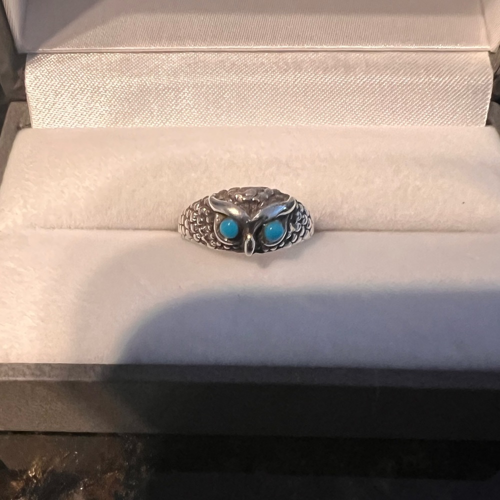Owl ring with turquoise